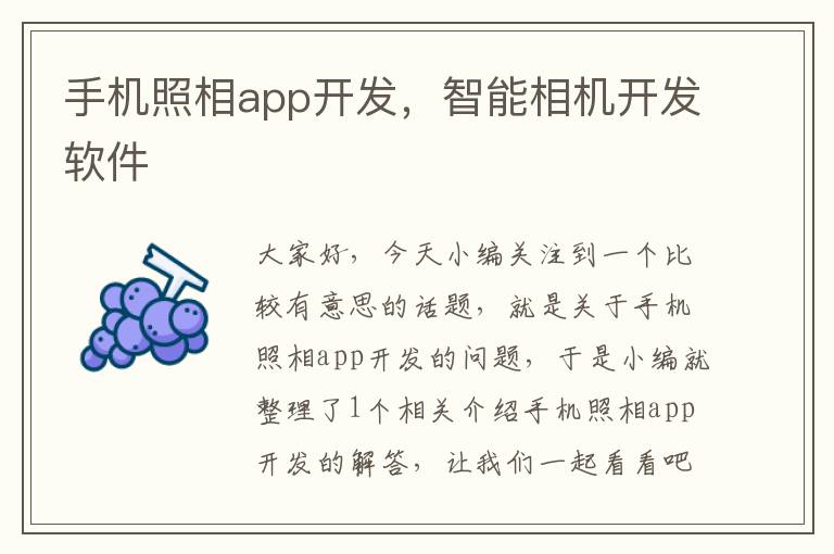 手机照相app开发，智能相机开发软件