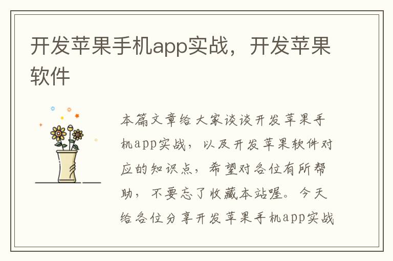 开发苹果手机app实战，开发苹果软件