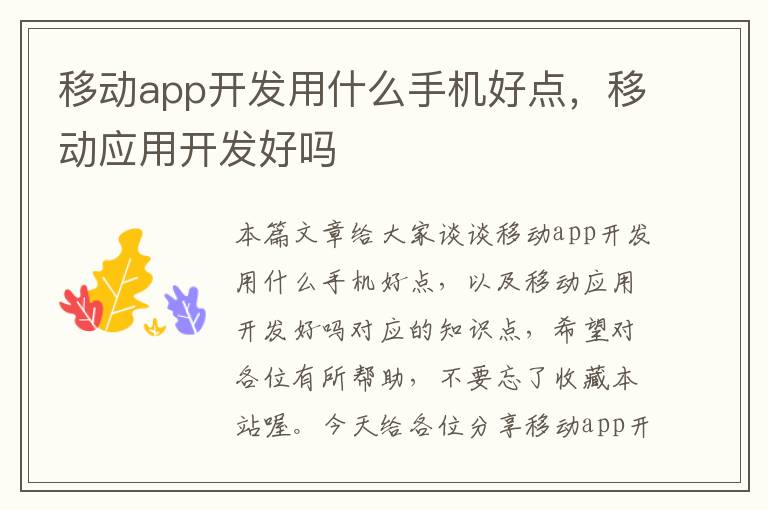 移动app开发用什么手机好点，移动应用开发好吗