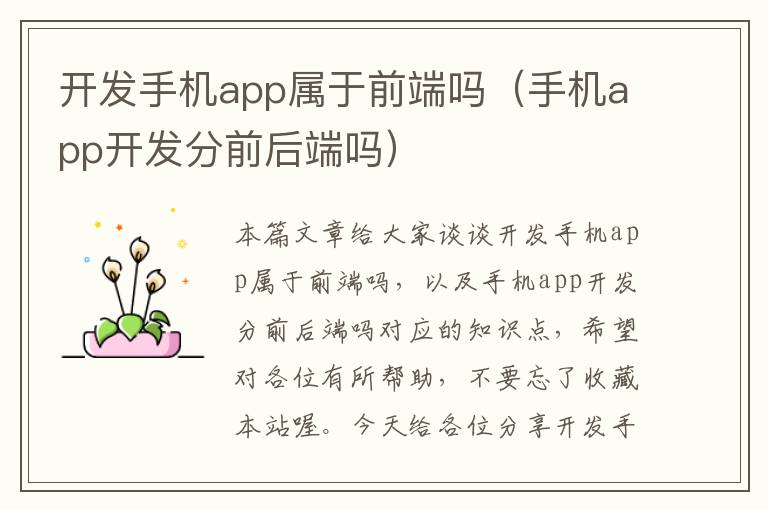 开发手机app属于前端吗（手机app开发分前后端吗）