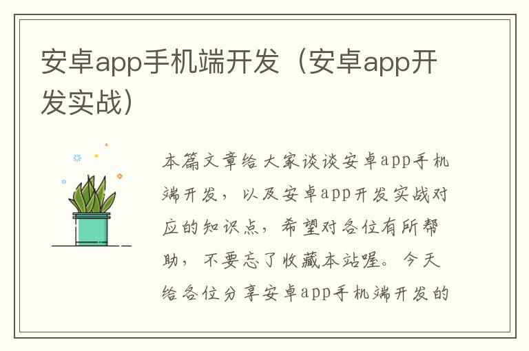 安卓app手机端开发（安卓app开发实战）