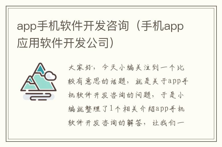 app手机软件开发咨询（手机app应用软件开发公司）