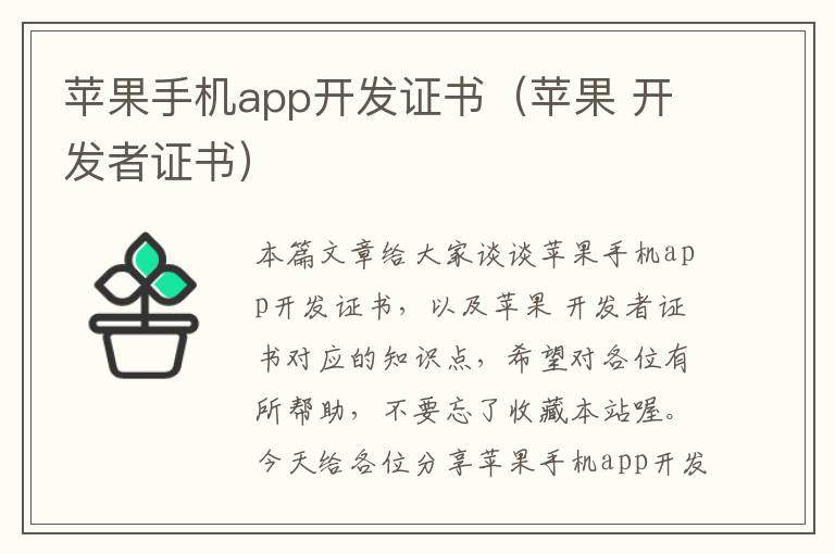 苹果手机app开发证书（苹果 开发者证书）