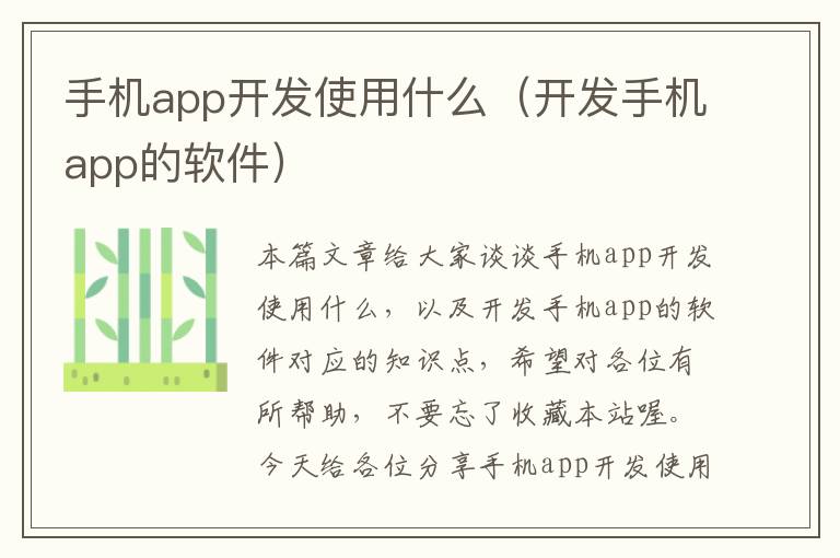 手机app开发使用什么（开发手机app的软件）