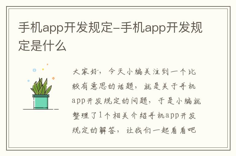 手机app开发规定-手机app开发规定是什么