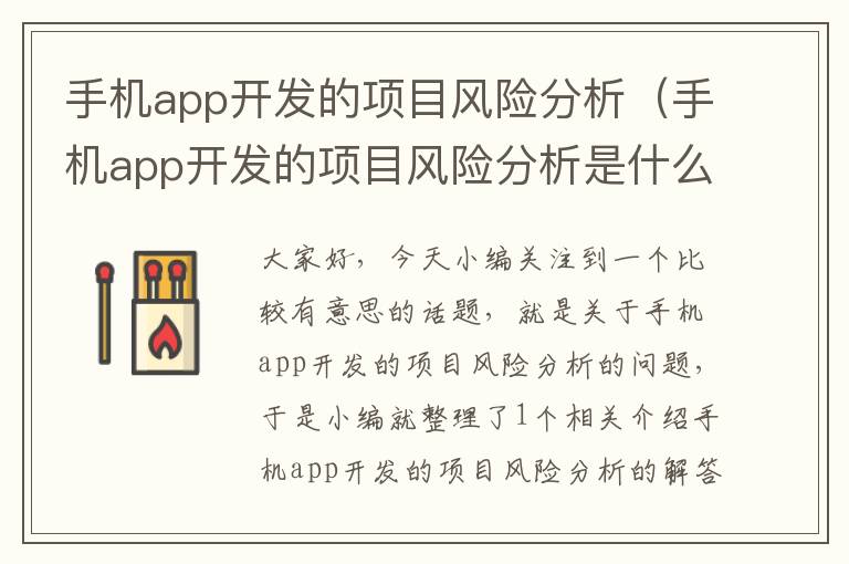 手机app开发的项目风险分析（手机app开发的项目风险分析是什么）