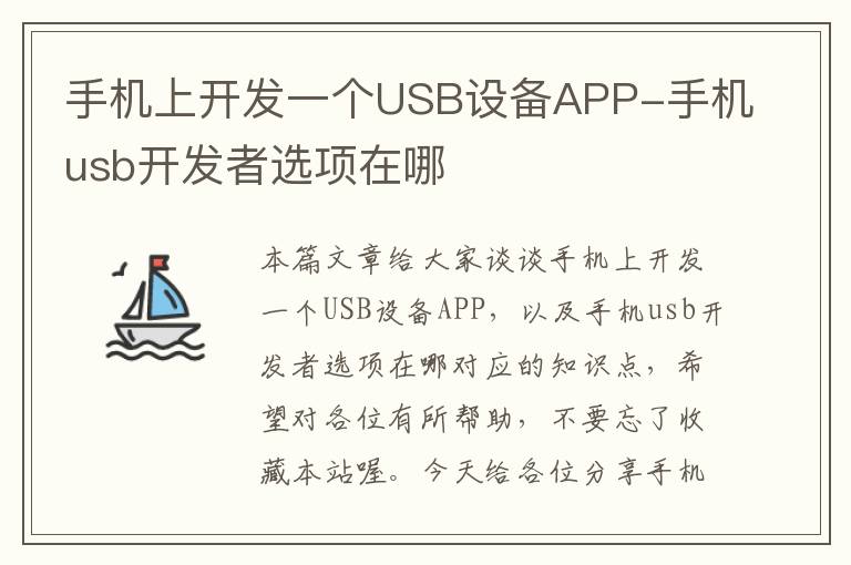 手机上开发一个USB设备APP-手机usb开发者选项在哪