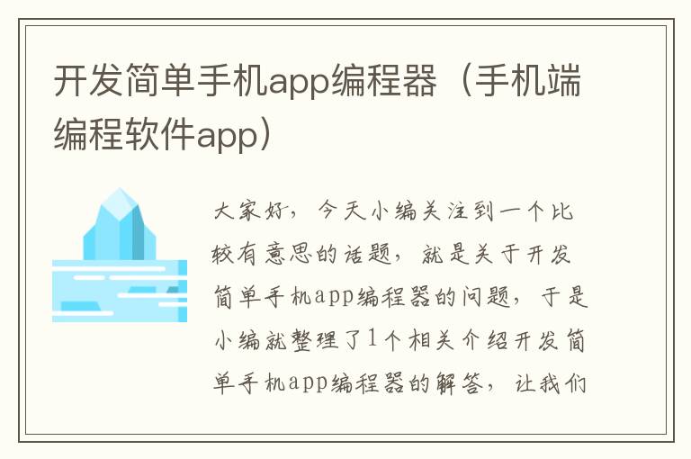 开发简单手机app编程器（手机端编程软件app）