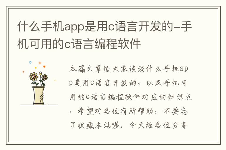 什么手机app是用c语言开发的-手机可用的c语言编程软件