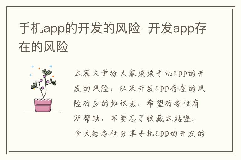 手机app的开发的风险-开发app存在的风险