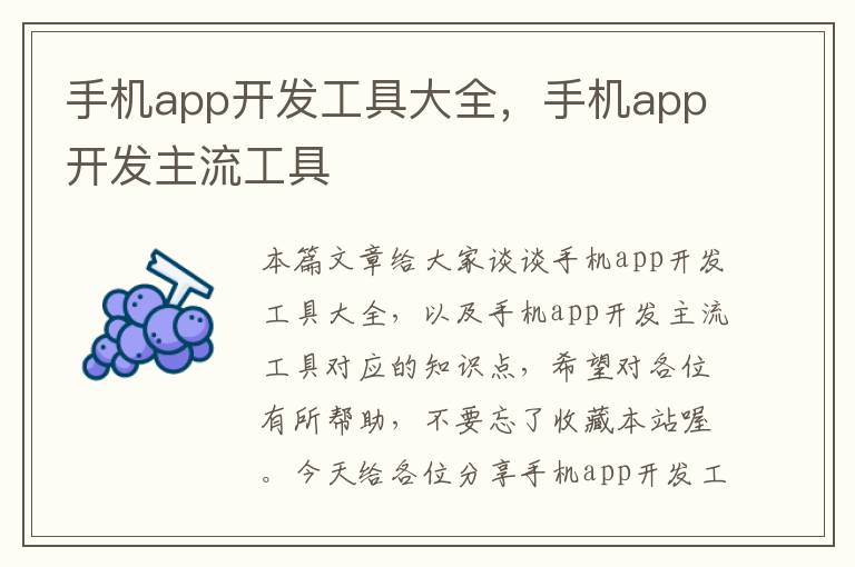 手机app开发工具大全，手机app开发主流工具