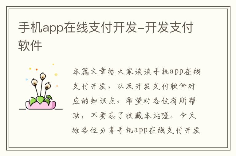 手机app在线支付开发-开发支付软件