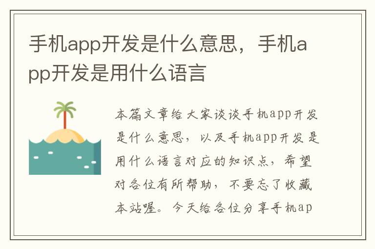 手机app开发是什么意思，手机app开发是用什么语言