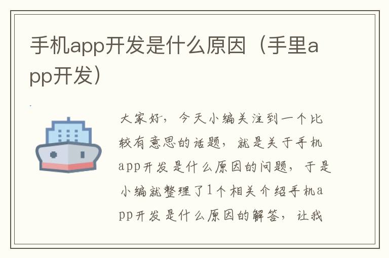 手机app开发是什么原因（手里app开发）