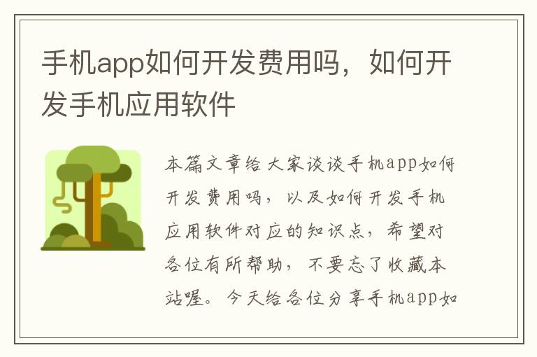 手机app如何开发费用吗，如何开发手机应用软件