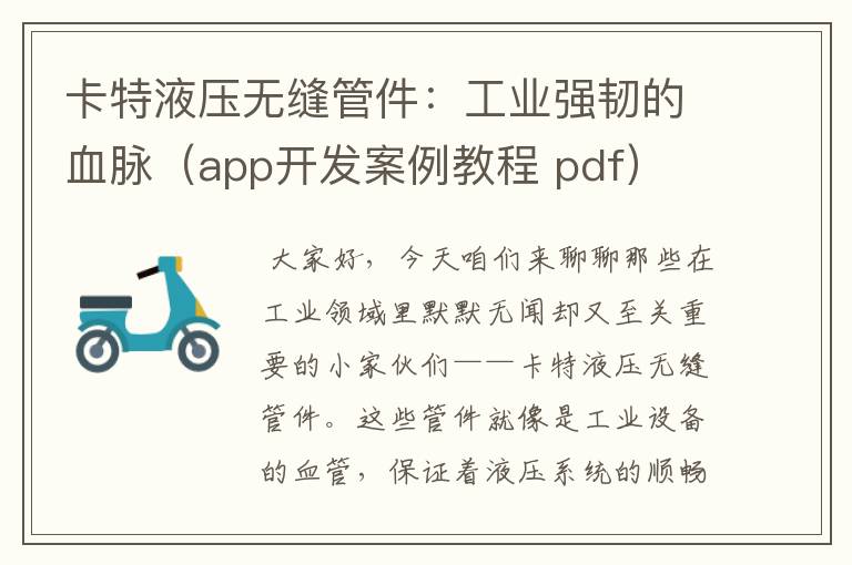 卡特液压无缝管件：工业强韧的血脉（app开发案例教程 pdf）