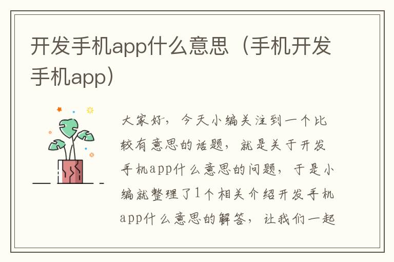 开发手机app什么意思（手机开发手机app）