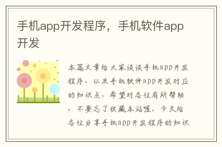 手机app开发程序，手机软件app开发