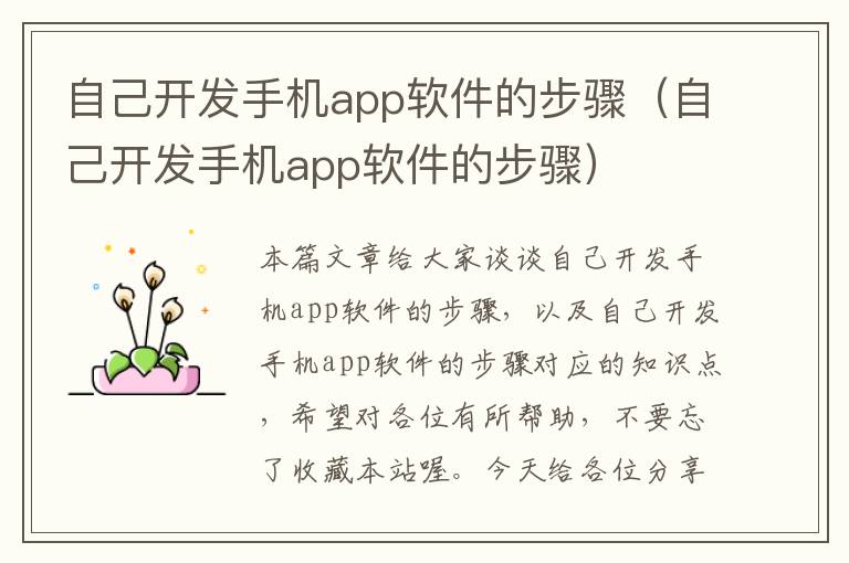 自己开发手机app软件的步骤（自己开发手机app软件的步骤）