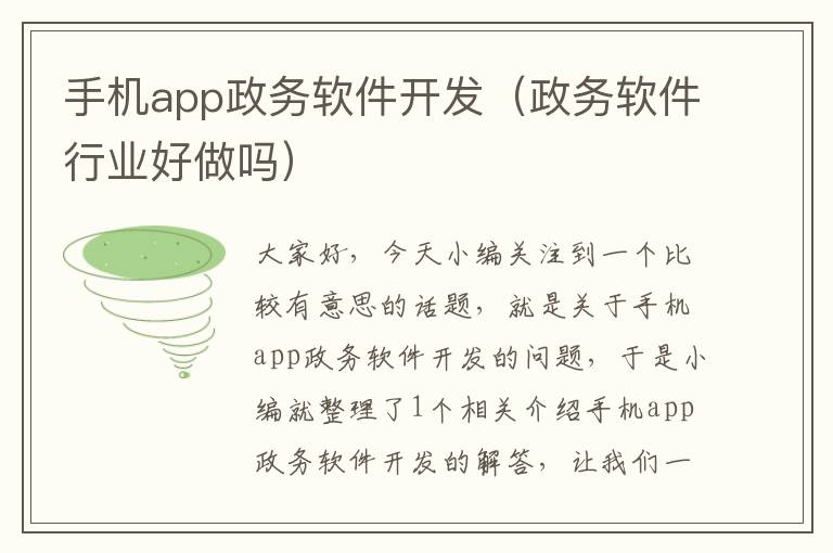 手机app政务软件开发（政务软件行业好做吗）