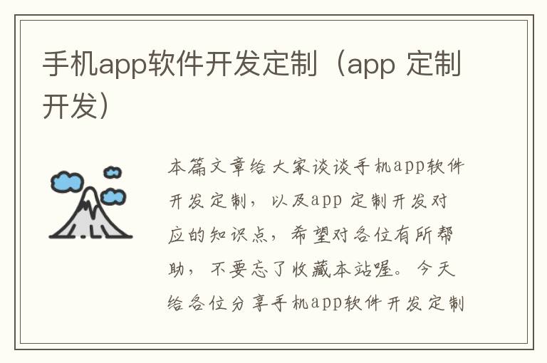 手机app软件开发定制（app 定制开发）