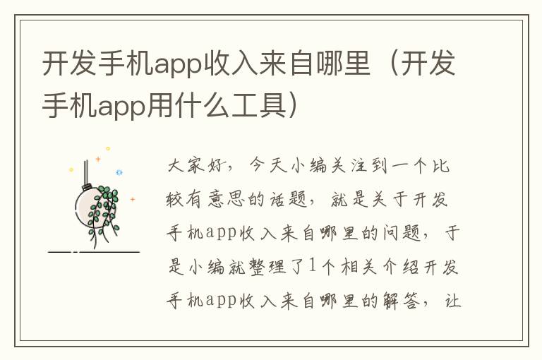 开发手机app收入来自哪里（开发手机app用什么工具）