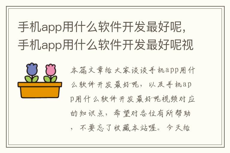 手机app用什么软件开发最好呢，手机app用什么软件开发最好呢视频