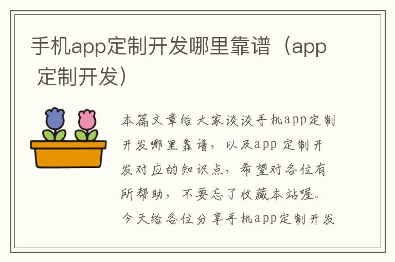 手机app定制开发哪里靠谱（app 定制开发）