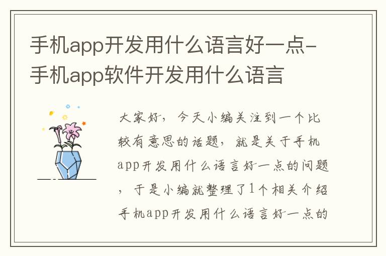 手机app开发用什么语言好一点-手机app软件开发用什么语言