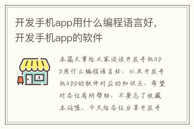 开发手机app用什么编程语言好，开发手机app的软件