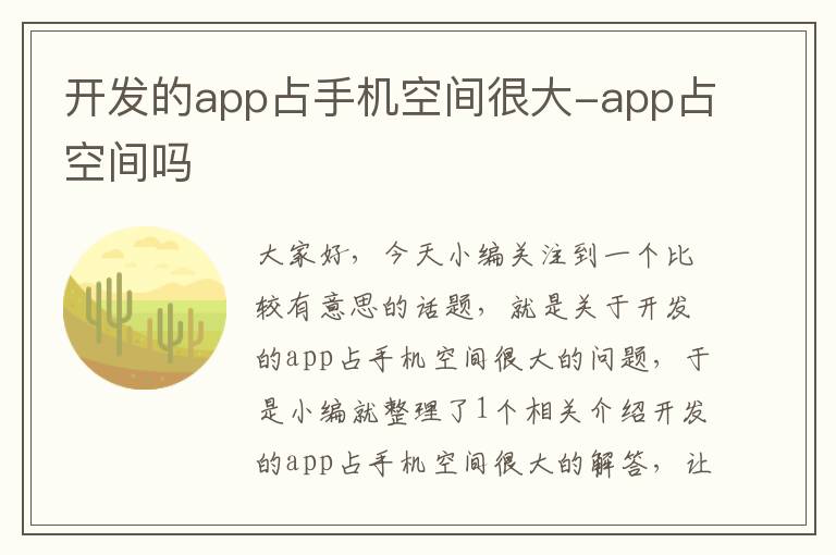 开发的app占手机空间很大-app占空间吗