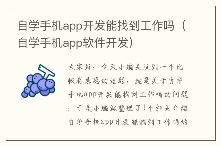 自学手机app开发能找到工作吗（自学手机app软件开发）