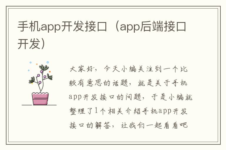 手机app开发接口（app后端接口开发）