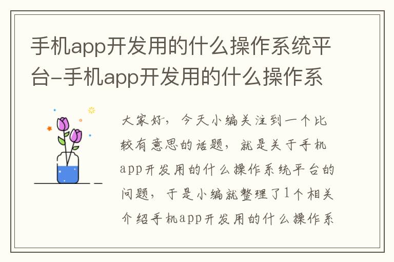 手机app开发用的什么操作系统平台-手机app开发用的什么操作系统平台