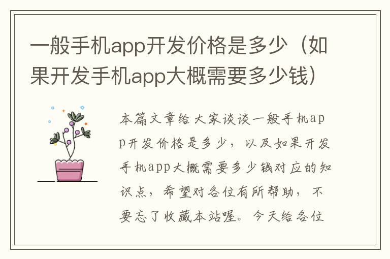 一般手机app开发价格是多少（如果开发手机app大概需要多少钱）