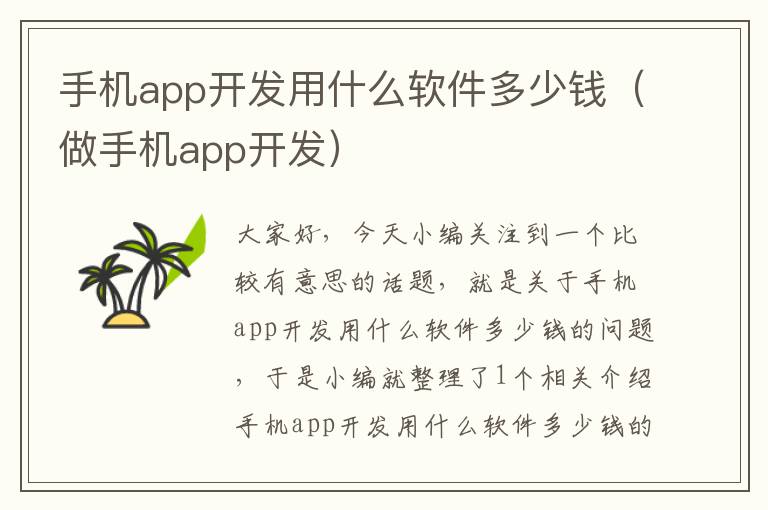 手机app开发用什么软件多少钱（做手机app开发）