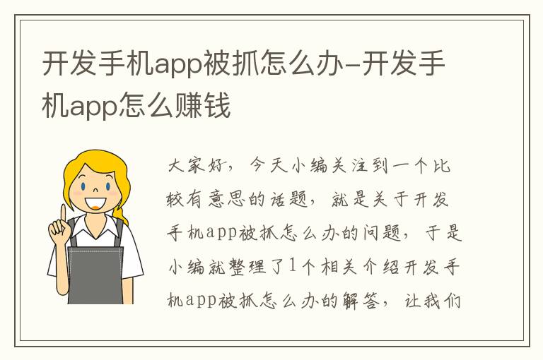 开发手机app被抓怎么办-开发手机app怎么赚钱