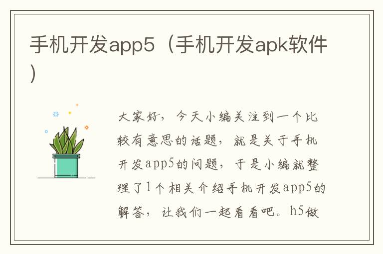 手机开发app5（手机开发apk软件）