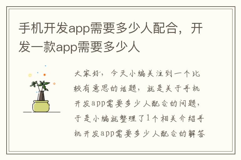 手机开发app需要多少人配合，开发一款app需要多少人