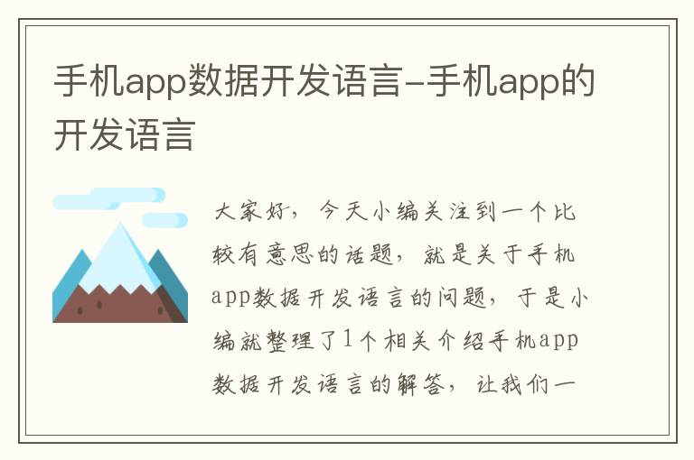 手机app数据开发语言-手机app的开发语言