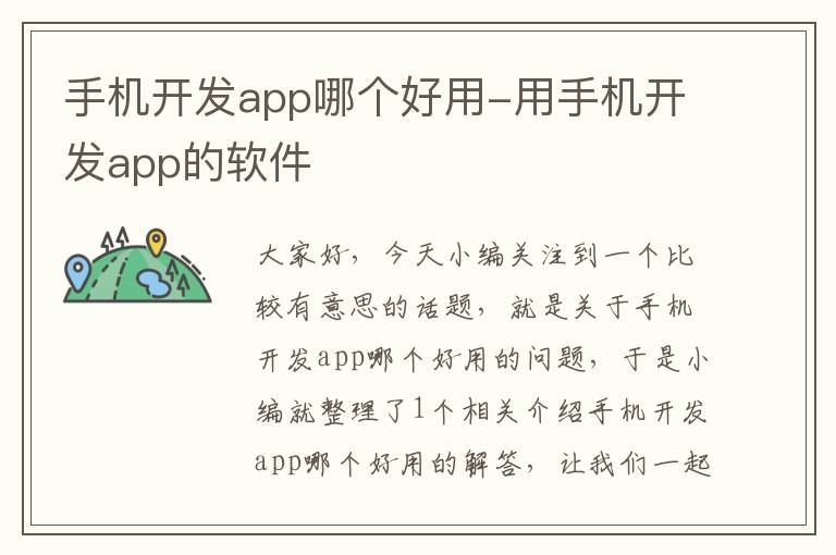 手机开发app哪个好用-用手机开发app的软件