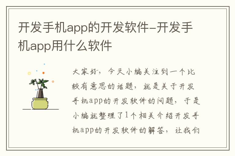 开发手机app的开发软件-开发手机app用什么软件