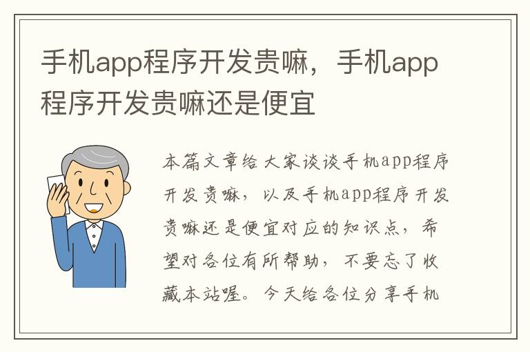 手机app程序开发贵嘛，手机app程序开发贵嘛还是便宜