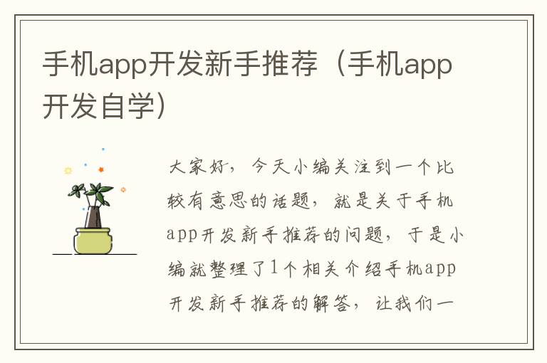 手机app开发新手推荐（手机app开发自学）