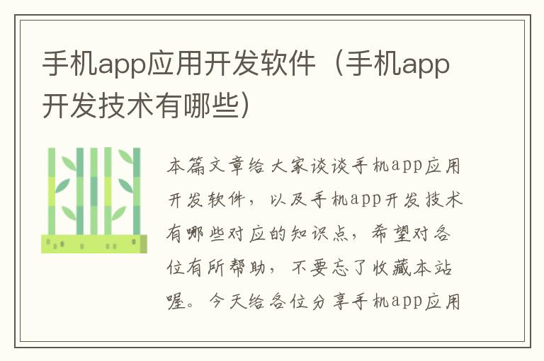 手机app应用开发软件（手机app开发技术有哪些）