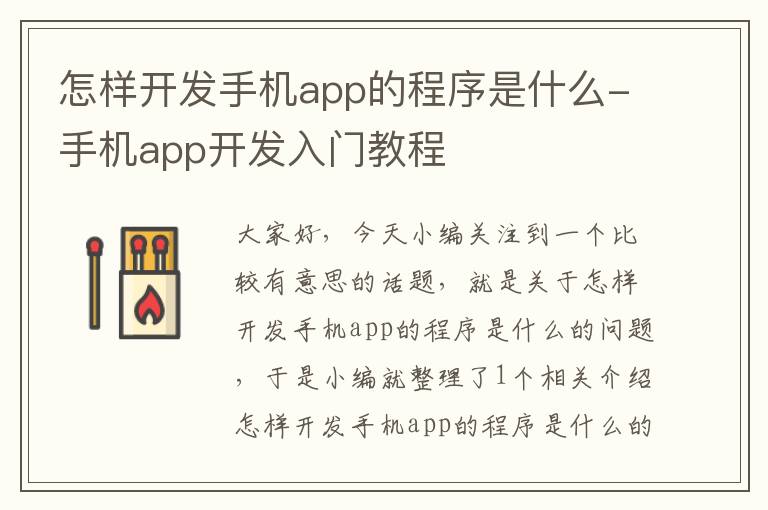 怎样开发手机app的程序是什么-手机app开发入门教程