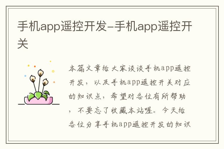 手机app遥控开发-手机app遥控开关