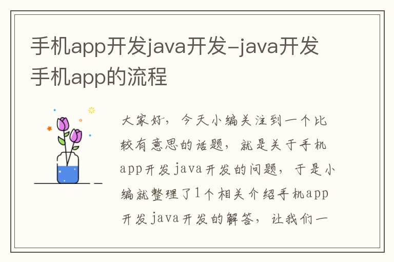 手机app开发java开发-java开发手机app的流程